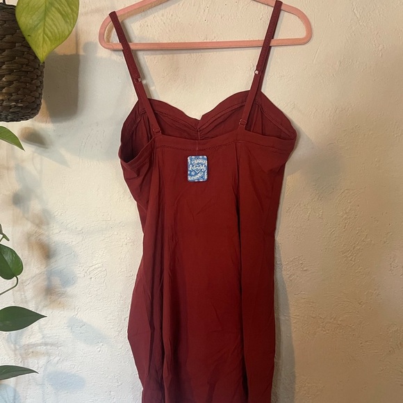 Free People Monroe Mini Dress Wine Red Color With Slit - Picture 4 of 10